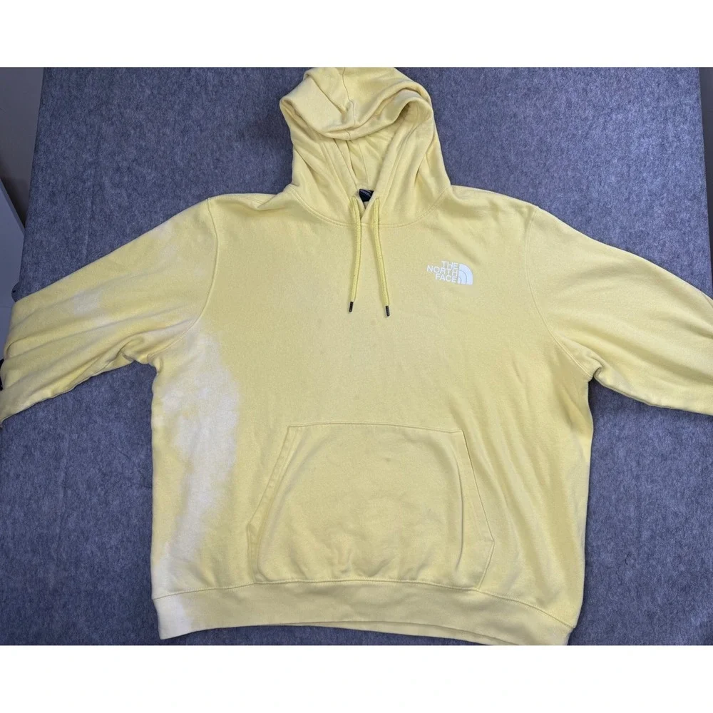 The North Face Hoodie Mens XXXL Yellow Cotton Pullover Graphic Logo Sweatshirt